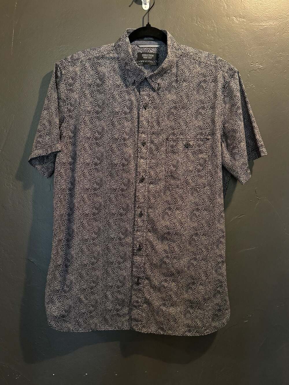Nordstrom Men's Shop Trim Fit Short Sleeve Button Down Shirt Size L